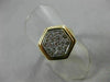 ESTATE LARGE .50CT DIAMOND 14KT WHITE & YELLOW GOLD PAVE HEXAGON RING #22005