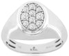 ESTATE .50CT DIAMOND 14KT WHITE GOLD 3D CLASSIC ROUND PAVE OVAL MENS RING