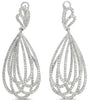 LARGE 3.88CT DIAMOND 14K WHITE GOLD MULTI ROW TEAR DROP CLIP ON HANGING EARRINGS