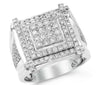 ESTATE LARGE 2.56CT ROUND CUT DIAMOND 14K WHITE GOLD SQUARE PAVE MEN'S RING