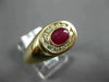 ESTATE 1.20CT DIAMOND & AAA RUBY 14K YELLOW GOLD 3D OVAL BEZEL CLASSIC MENS RING