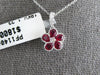 1CT DIAMOND & AAA RUBY 18K WHITE GOLD PEAR SHAPE CLASSIC FLOWER FILIGREE PENDANT