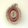 ESTATE .27CT DIAMOND & AAA MOTHER OF PEARL 14KT WHITE GOLD TRIPLE OVAL PENDANT