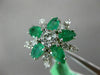 ESTATE LARGE 2.52CT DIAMOND & AAA EMERALD 14K WHITE GOLD FLOWER ANNIVERSARY RING