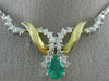 ANTIQUE 1.95CT DIAMOND & AAA EMERALD 14K WHITE & YELLOW GOLD SWIRL NECKLACE 6871