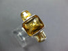 LARGE 5.0CT AAA YELLOW TOPAZ 14K WHITE GOLD CUSHION & EMERALD CUT BEZEL FUN RING
