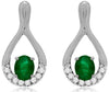 .82CT DIAMOND & EMERALD 14K WHITE GOLD OVAL & ROUND TEAR DROP HANGING EARRINGS