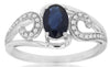 1.09CT DIAMOND & AAA SAPPHIRE 14KT WHITE GOLD 3D OVAL & ROUND FILIGREE LOVE RING