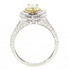 WIDE 1.54CT WHITE & FANCY YELLOW DIAMOND 18K TWO TONE GOLD PEAR ENGAGEMENT RING
