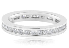 1.02CT DIAMOND 14KT WHITE GOLD CLASSIC CHANNEL ETERNITY WEDDING ANNIVERSARY RING