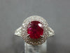 WIDE 2.46CT DIAMOND & AAA RUBY 18KT WHITE GOLD OVAL DOUBLE HALO ENGAGEMENT RING