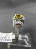 ESTATE 2.13CT GIA FANCY YELLOW DIAMOND 18K TWO TONE GOLD 3 STONE ENGAGEMENT RING