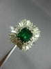 ESTATE LARGE 5.0CT DIAMOND & AAA EMERALD PLATINUM 3D CLASSIC HALO BALLERINA RING