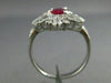 ESTATE LARGE 2.37CT DIAMOND & RUBY 18KT WHITE GOLD FLOWER ENGAGEMENT RING #25401