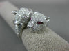 ESTATE LARGE 1.67CT DIAMOND & AAA RUBY 14KT WHITE GOLD 3D HAPPY TIGER FUN RING