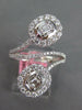 LARGE 1.06CT DIAMOND 18K WHITE GOLD ROUND & BAGUETTE INVISIBLE CRISS CROSS RING