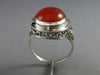 ANTIQUE 14KT WHITE GOLD HANDCRAFTED ORANGE BROWN AGATE OPEN FILIGREE RING #25394