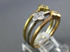 ESTATE .06CT DIAMOND 14KT TRI COLOR GOLD ETOILE FLOWER TRIPLE STACKABLE FUN RING