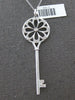 LARGE .18CT DIAMOND 14KT WHITE GOLD 3D FLOWER KEY TO YOUR HEART FLOATING PENDANT