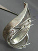 ANTIQUE LARGE 1.0CT DIAMOND 18KT WHITE GOLD 3D HANDCRAFTED LEAF LOVE BROOCH PIN