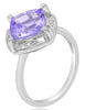 2.82CT DIAMOND & AAA AMETHYST 14K WHITE GOLD 3D CUSHION & ROUND GEOMETRICAL RING