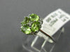 ESTATE .75CT DIAMOND & AAA PERIDOT 14KT WHTIE GOLD 3D SQUARE FLOWER LOVE RING