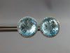 EXTRA LARGE 10.50CT DIAMOND & AAA BLUE TOPAZ 14KT WHITE GOLD HALO STUD EARRINGS