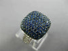 ESTATE LARGE 2.82CT DIAMOND & AAA SAPPHIRE 18KT WHITE GOLD 3D SQUARE PAVE RING