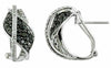 1.39CT WHITE & BLACK DIAMOND 14K WHITE GOLD PAVE LOVE KNOT LEAF CLIP ON EARRINGS