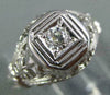 ANTIQUE .14CT DIAMOND 14KT WHITE GOLD SQUARE OPEN FILIGREE ENGAGEMENT RING 26658