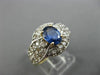 ESTATE WIDE 1.40CT DIAMOND & AAA SAPPHIRE 14K TWO TONE GOLD OVAL ENGAGEMENT RING