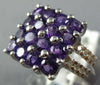 ESTATE LARGE 3.32CT DIAMOND & AAA AMETHYST 14KT WHITE GOLD 3D SQUARE FUN RING
