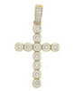 ESTATE LARGE 0.8CT DIAMOND 14KT WHITE GOLD 3D CLASSIC MULTI FLOWER CROSS PENDANT