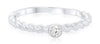 ESTATE .10CT DIAMOND 14K WHITE GOLD CLASSIC SOLITAIRE BEZEL ROPE FRIENDSHIP RING