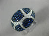 ESTATE WIDE 2.43CT DIAMOND & AAA SAPPHIRE 14K WHITE GOLD MULTI ROW PAVE FUN RING