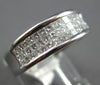 LARGE .80CT DIAMOND 18KT WHITE GOLD 3D PRINCESS 3 ROW WEDDING ANNIVERSARY RING