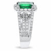 LARGE 4.70CT DIAMOND & AAA EMERALD 18K WHITE GOLD SQUARE & ROUND ENGAGEMENT RING