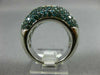 ESTATE WIDE 4.98CT WHITE & BLUE DIAMOND 14KT WHITE GOLD 3D MULTI ROW FLOWER RING