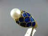 ANTIQUE LARGE BLUE ENAMEL & AAA SOUTH SEA PEARL 14K YELLOW GOLD SHELL RING #2748