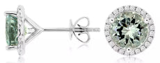 2.56CT DIAMOND & AAA AQUAMRINE 14KT WHITE GOLD ROUND HALO MARTINI STUD EARRINGS