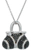 ESTATE 2.35CT WHITE & BLACK DIAMOND 18KT WHITE GOLD PURSE FUN FLOATING PENDANT