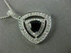 ESTATE LARGE 1.15CT DIAMOND & AAA SAPPHIRE 14K WHITE GOLD 3D DOUBLE HALO PENDANT