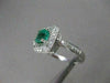 ESTATE WIDE 1.63CT DIAMOND & AAA EMERALD 14KT WHITE GOLD SQUARE HALO RING #20487