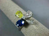 ANTIQUE LARGE 2.36CT WHITE & FANCY YELLOW DIAMOND & AAA SAPPHIRE PLATINUM RING