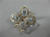 ESTATE .76CT DIAMOND 14KT YELLOW GOLD 3D CLASSIC 4 CLOVER FLOWER HALO LOVE RING