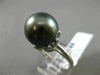 ESTATE LARGE .38CT DIAMOND 18KT WHITE GOLD TAHITIAN PEARL FLOWER SOLITARE RING
