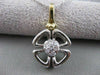 ESTATE DIAMOND 14K WHITE YELLOW GOLD FOUR LEAF CLOVER FLOWER PENDANT FG VS #1424
