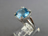 4.66CT DIAMOND & AAA BLUE TOPAZ 14KT WHITE GOLD CUSHION & ROUND ENGAGEMENT RING