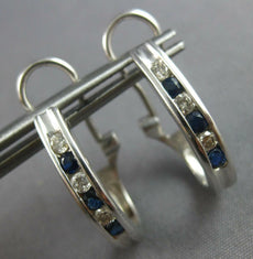 .92CT DIAMOND & AAA SAPPHIRE 14K WHITE GOLD 3D CHANNEL UMBRELLA HANGING EARRINGS