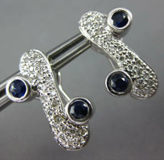 LARGE 1.10CT DIAMOND & AAA SAPPHIRE 14K WHITE GOLD 3D X CLIP ON HANGING EARRINGS